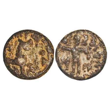 Indo-Scythian, Rajuvula (c. 10-25 AD), Lead Unit, 3.14g, 13.53X13.72mm, Obv: Lion walking 