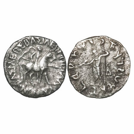 Indo-Scythians, Vonones, Silver Drachma, 09.04g, 25.14X25.47mm, Obv: King mounted on a hor