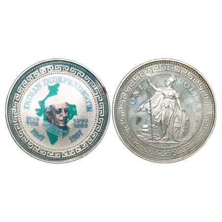 Jawaharlal Nehru Token, Silver, 28.60g, Obv: Printed bust of Gandhiji with legend Indian i