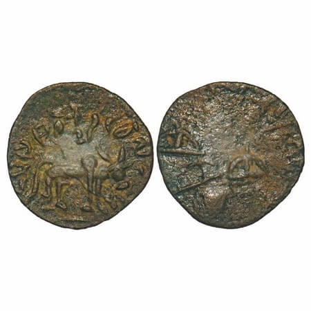 Post Satavahanas, Kadambas of Banvasi Region, Potin Unit, 1.18g, 17.98X17.87mm, Obv: Bull 