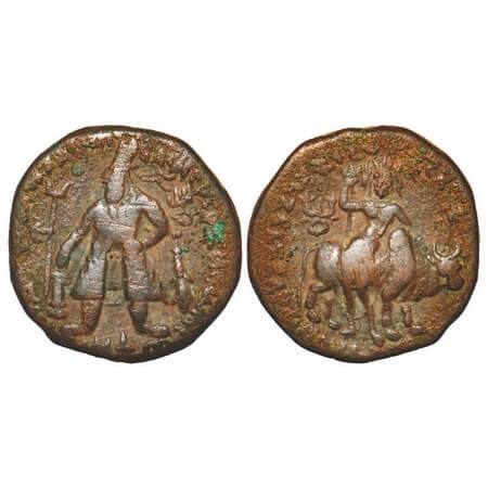 Kushanas, Wima Kadphises (c. 113-127 AD), Copper Drachma, 16.41g, 26.24X25.91mm, Obv: King