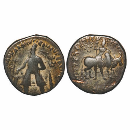 Kushanas, Wima Kadphises (c. 113-127 AD), Copper Drachma, 14.17g, 25.78X25.98mm, Obv: King