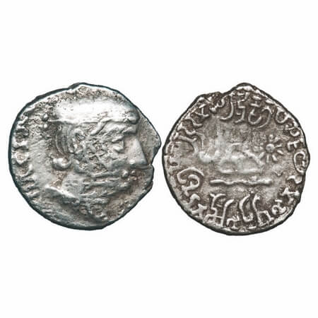 Western Kshatrapas, Rudradaman I s/o Jayadaman (c. 141-165 AD), as Mahakshatrapa, Silver D