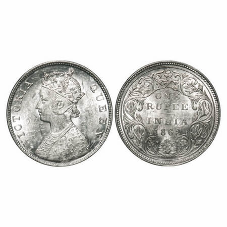 Victoria Queen, Silver, Rupee, 1862, Bombay Mint, B/II/2/0, Inclined 1. F. Prid 71. GK 287