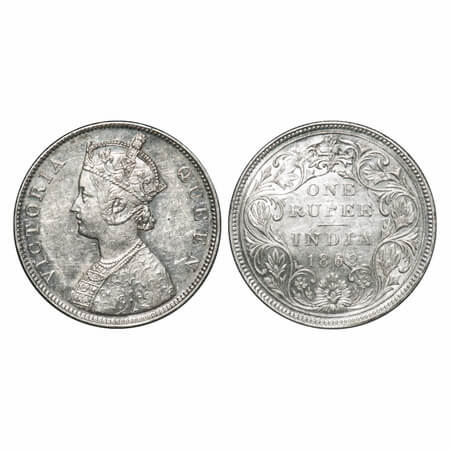 Victoria Queen, Silver, Rupee, 1862, Bombay Mint, B/II/2/0, Ghost on Rev, Inclined 1. F. P