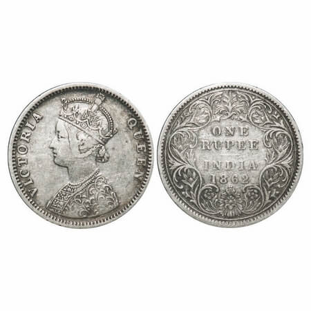 Victoria Queen, Silver, Rupee, 1862, Bombay Mint, C/I/1/2, Flat 1. F. Prid 104. GK 359. Ve