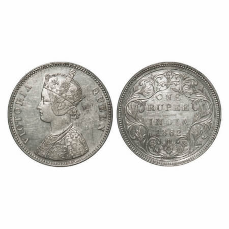 Victoria Queen, Silver, Rupee, 1862, Bombay Mint, A/II/0/13, Earlier dies re used by erasi