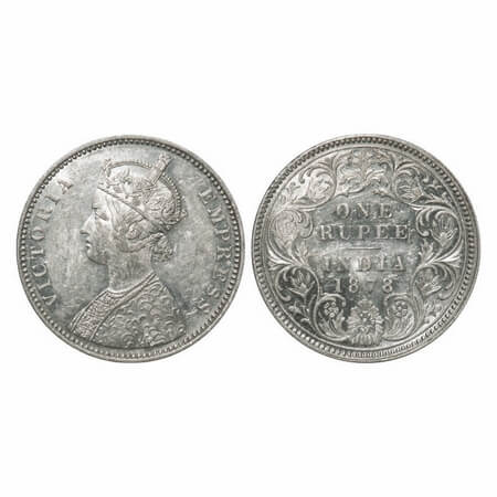 Victoria Empress, Silver, Rupee, 1878, Bombay Mint, A3/I, Dot, Flat 1. F. Prid 152. GK 454