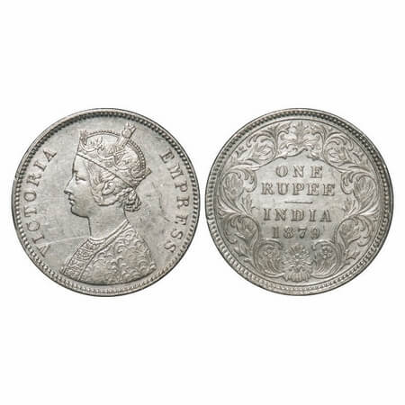 Victoria Empress, Silver, Rupee, 1879, Calcutta Mint, A1/I, 'C' incused, Flat 1. F. Prid 1