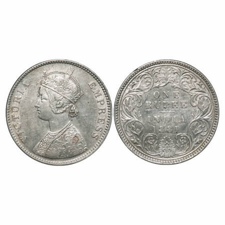 Victoria Empress, Silver, Rupee, 1881, Calcutta Mint, A1/I, 'C' incused, Flat 1. F. Prid 1