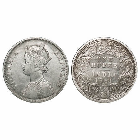 Victoria Empress, Silver, Rupee, 1881, Calcutta Mint, A1/I, 'C' incused, Flat1. F. Prid 11