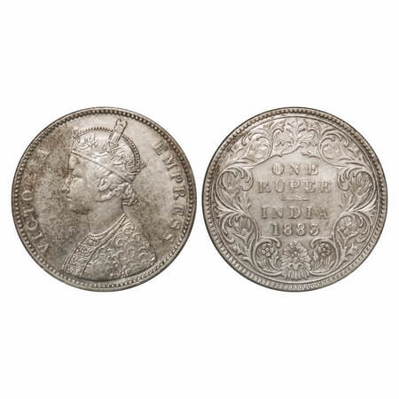 Victoria Empress, Silver, Rupee, 1883, Bombay Mint, A3/I, 'B' raised, Flat 1. F. Prid 164.