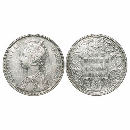 Victoria Empress, Silver, Rupee, 1883, Bombay Mint, A3/I, 'B' raised, Bottom stroke of B r