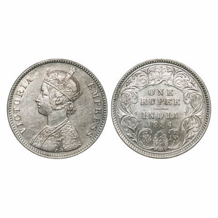 Victoria Empress, Silver, Rupee, 1884, Calcutta Mint, A1/I, 'C' incused, Flat 1. F. Prid 1