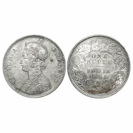 Victoria Empress, Silver, Rupee, 1888, Calcutta Mint, C3/I(i), 'C' incused, Flat 1. F. Pri