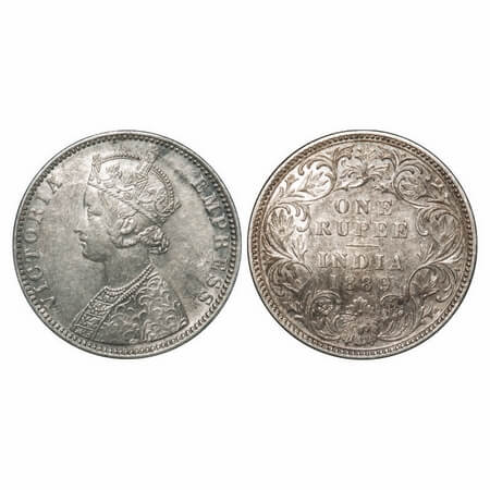 Victoria Empress, Silver, Rupee, 1889, Bombay Mint, C2/I, 'B' incused, Flat 1. F. Prid 177