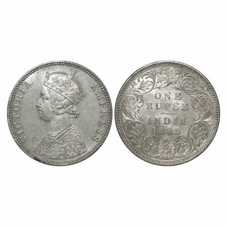 Victoria Empress, Silver, Rupee, 1889, Bombay Mint, C2/I, 'B' incused, Flat 1. F. Prid 177