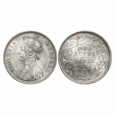 Victoria Empress, Silver, Rupee, 1889, Calcutta Mint, C3/I(i), 'C' incused, Ghost on Rev, 