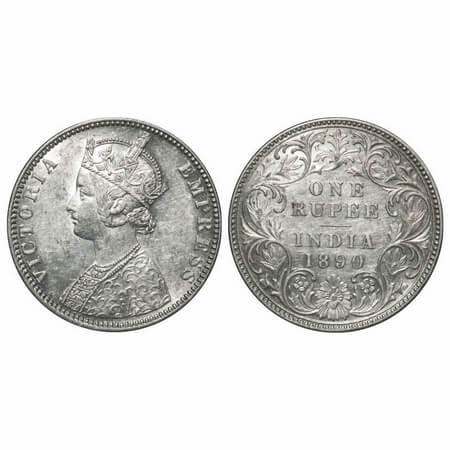 Victoria Empress, Silver, Rupee, 1890, Bombay Mint, C2/I, 'B' incused, Flat 1. F. Prid 178
