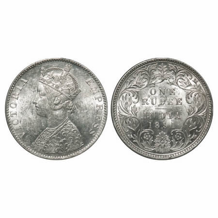 Victoria Empress, Silver, Rupee, 1891, Bombay Mint, C2/I, 'B' incused, Flat 1. F. Prid 179