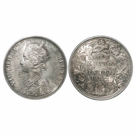 Victoria Empress, Silver, Rupee, 1892, Bombay Mint, C2/I(ii), 'B' raised, Flat 1. F. Prid 