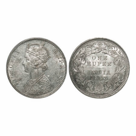 Victoria Empress, Silver, Rupee, 1893, Bombay Mint, C2/I(ii), 'B' incused, Flat 1. F. Prid