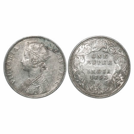 Victoria Empress, Silver, Rupee, 1893, Bombay Mint, C2/I(ii), 'B' incused, Flat 1. F. Prid