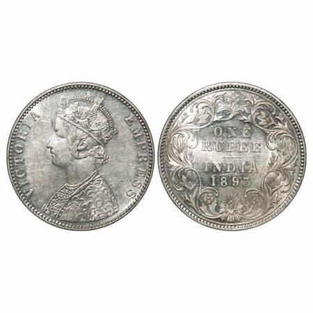 Victoria Empress, Silver, Rupee, 1893, Bombay Mint, C2/I(ii), 'B' incused, Flat 1. F. Prid