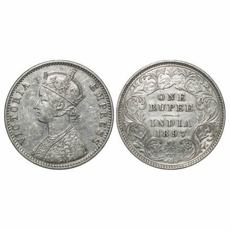 Victoria Empress, Silver, Rupee, 1897, Calcutta Mint, C3/I(i), 'C' incused, Flat 1. F. Pri