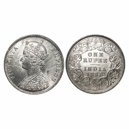 Victoria Empress, Silver, Rupee, 1898, Calcutta Mint, C3/I(i), 'C' incused, Flat 1. F. Pri