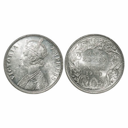 Victoria Empress, Silver, Rupee, 1900, Bombay Mint, A3(i)/I(ii), 'B' incused, Flat 1. F. P