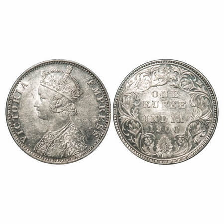 Victoria Empress, Silver, Rupee, 1900, Bombay Mint, A3(i)/I(ii), 'B' incused, Flat 1. F. P