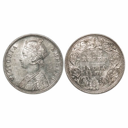 Victoria Empress, Silver, Rupee, 1900, Bombay Mint, A3(i)/I(ii), 'B' incused, Flat 1. F. P