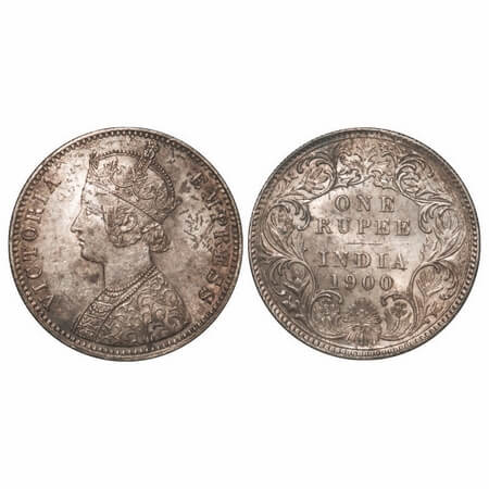 Victoria Empress, Silver, Rupee, 1900, Calcutta Mint, C3/I(i), ‘C’ incused, Flat 1. F. Pri