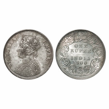 Victoria Empress, Silver, Rupee, 1900, Calcutta Mint, C3/I(i), 'C' incused, Flat 1. F. Pri