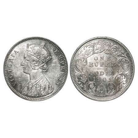 Victoria Empress, Silver, Rupee, 1901, Calcutta Mint, C3/I(i), 'C' incused, Flat 1, Ghost 