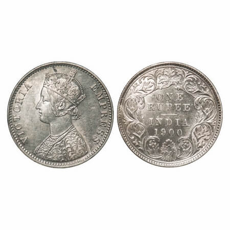 Victoria Empress, Silver, Rupee, 1900, Calcutta Mint, C3/I(i), 'C' incused, Flat 1. F. Pri