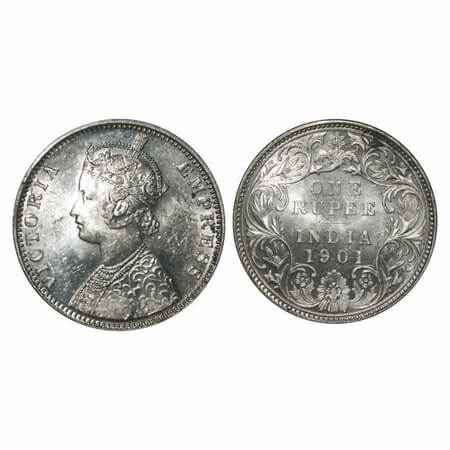 Victoria Empress, Silver, Rupee, 1901, Bombay Mint, A3(i)/I(ii), 'B' incused, Flat 1. F. P