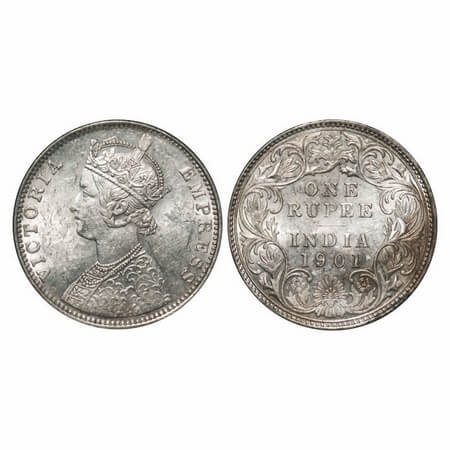 Victoria Empress, Silver, Rupee, 1901, Bombay Mint, A3(i)/I(ii), 'B' incused, Flat 1, The 