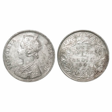 Victoria Empress, Silver, Rupee, 1901, Bombay Mint, C2(ii)/I, 'B' incused, Flat 1. F. Prid