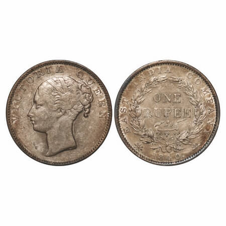 Victoria Queen, Silver, Rupee, 1840, CL, Madras Mint, A/VII, English Head, 'S' incused, Wr