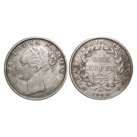 Victoria Queen, Silver, Rupee, 1840, CL, Bombay Mint, C/VI, English Head with Completely m