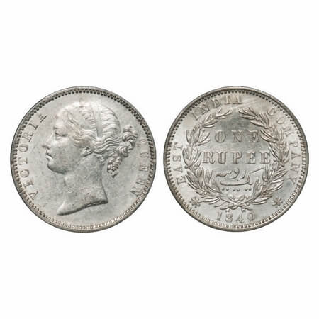 Victoria Queen, Silver, Rupee, 1840, DL, Madras Mint, W.W. 'B'. raised, (dot after B), Wre