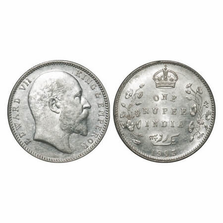 Edward VII, Silver, Rupee, 1903, Bombay Mint, 'B' incused and Dot, Ghost on Rev. F. Prid 1