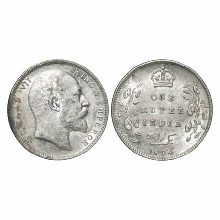 Edward VII, Silver, Rupee, 1904, Calcutta Mint, No mint mark, Normal 5 Diamonds. F. Prid 1