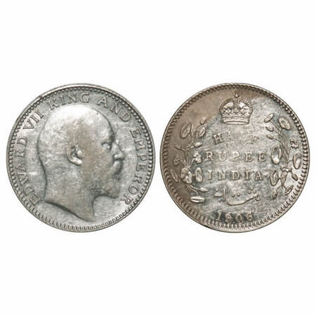 Edward VII, Silver, Half Rupee, 1906, Calcutta Mint, No mint mark. F. Prid 310. GK 964. Ab