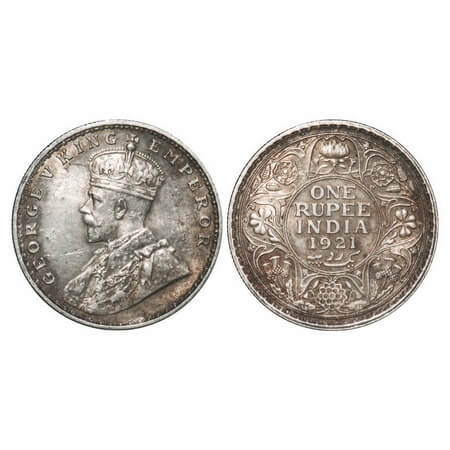 George V, Silver, Rupee, 1921, Bombay Mint, Dot. F. Prid 227. GK 1043. About Uncirculated,
