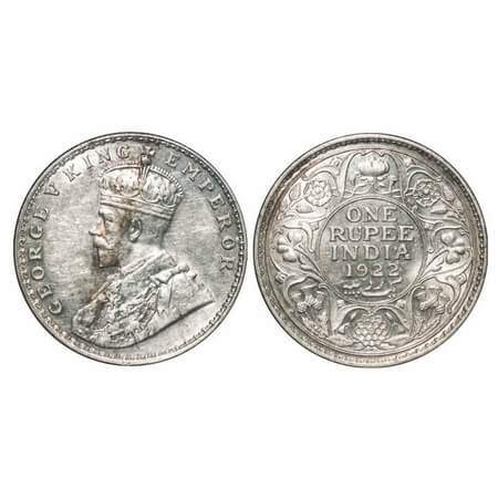 George V, Silver, Rupee, 1922, Bombay Mint, Dot, Elephant. F. Prid 228. GK 1044. Uncircula