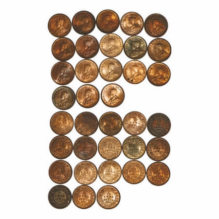 George V, Bronze, 1/12 Anna, (lot of 18 coins), 1) 1912, Calcutta Mint, No dot, 2) 1913, C