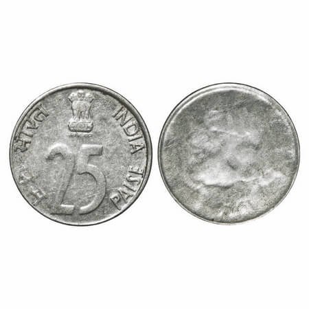 25 Paise, (1988-2002), FSS, Obverse Brockage/Lakhi. Extremely Fine+, Scarce.